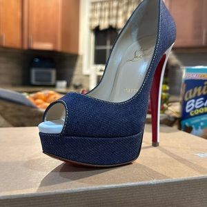 Red bottoms Jean material with white limited addition